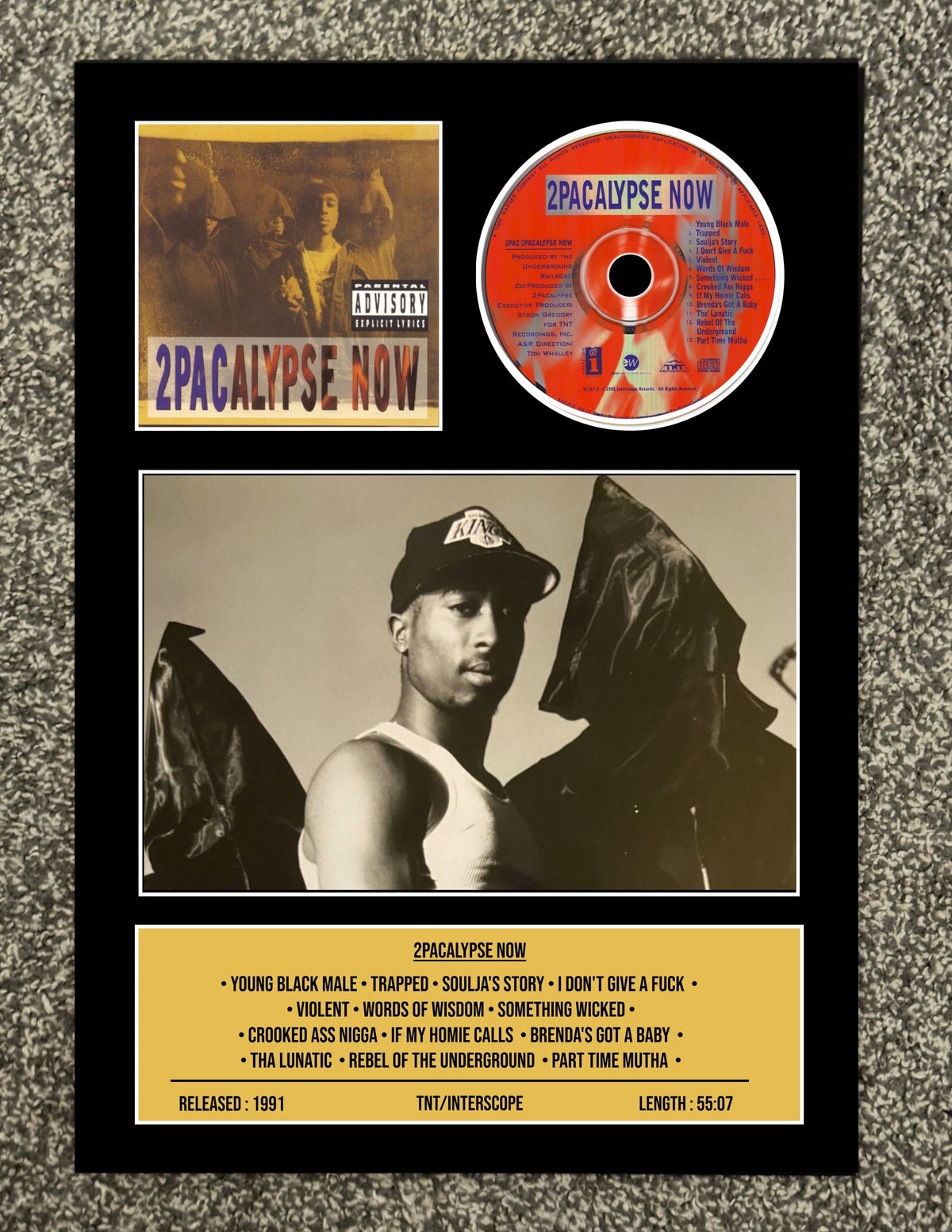 2Pac | 2Pacalypse Now | Retro Mounted CD Wall Display | Frame Not Included |
