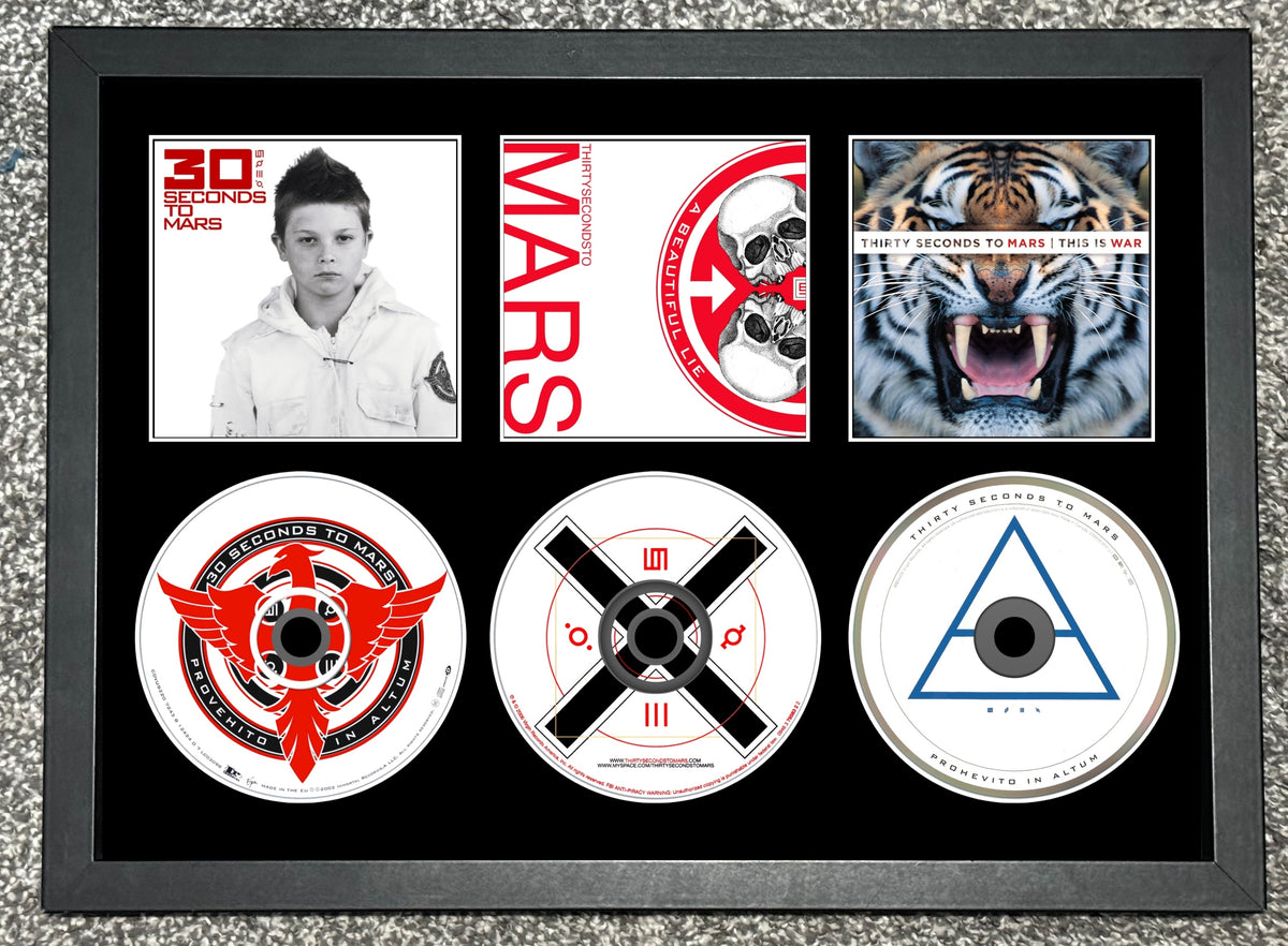 30 Second To Mars | 30 Seconds To Mars | A Beautiful Lie | This Is War | Retro Triple CD Wall Display | Frame Not Included |