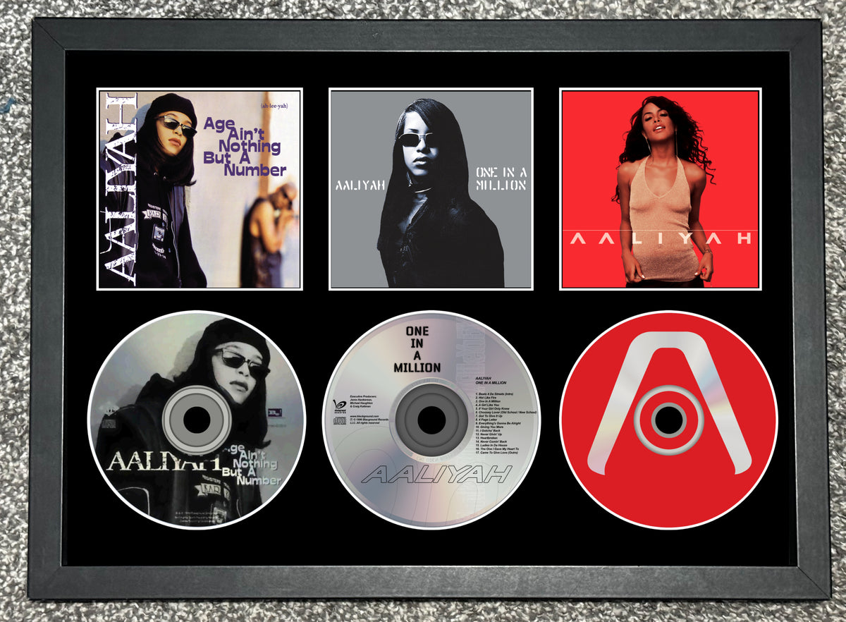 Aaliyah | Aaliyah | Age Ain't Nothing But A Number | One In A Million | Triple Retro Mounted CD Wall Display | Frame Not Included |