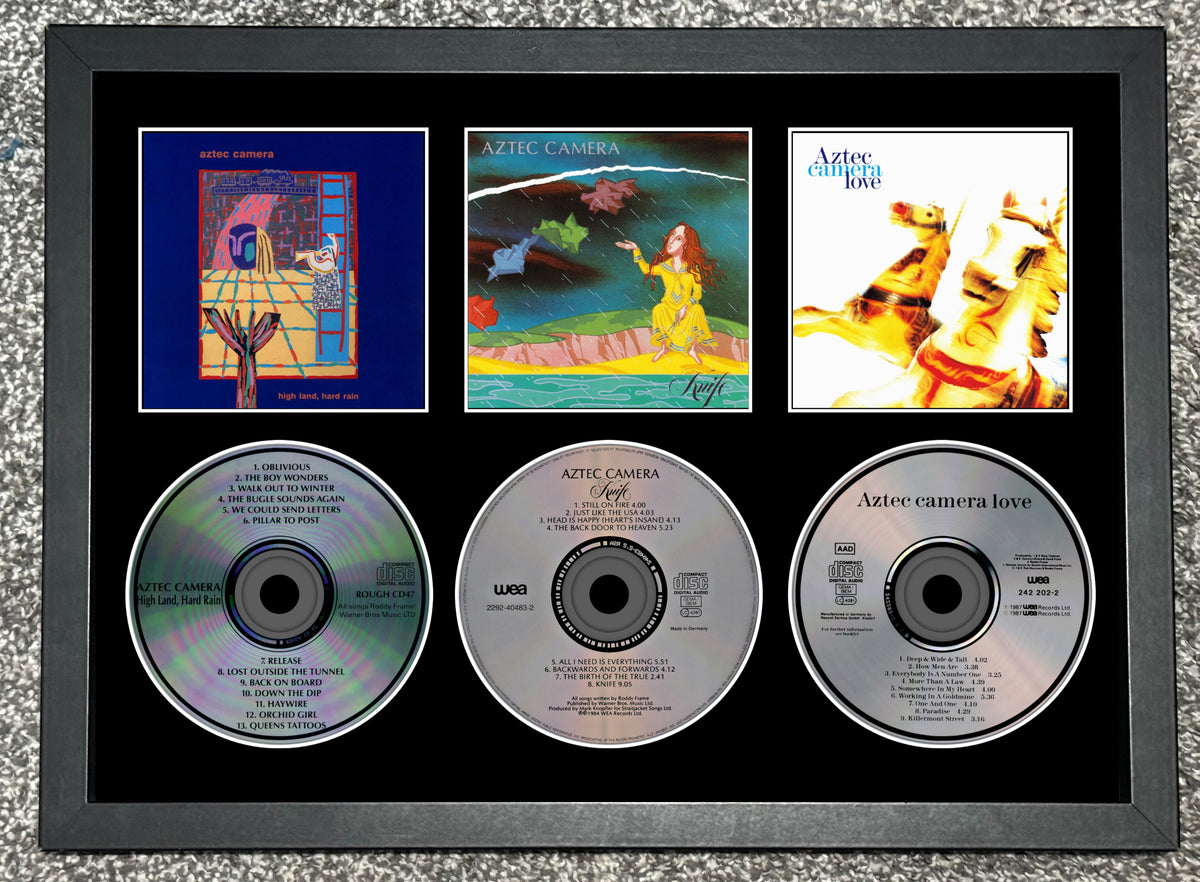 Aztec Camera | High Land, Hard Rain | Knife | Love | Retro Triple CD Wall Display | Frame Not Included |