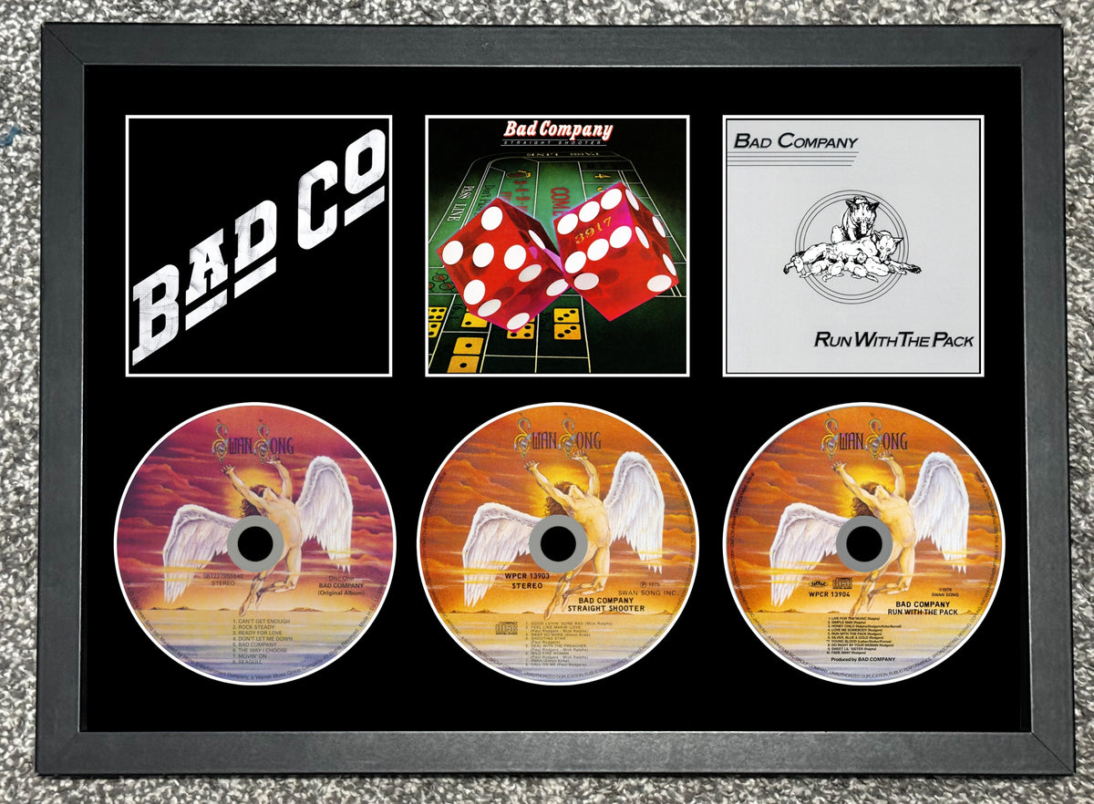 Bad Company | Bad Company | Straight Shooter | Run With The Pack | Retro Triple CD Wall Display | Frame Not Included |