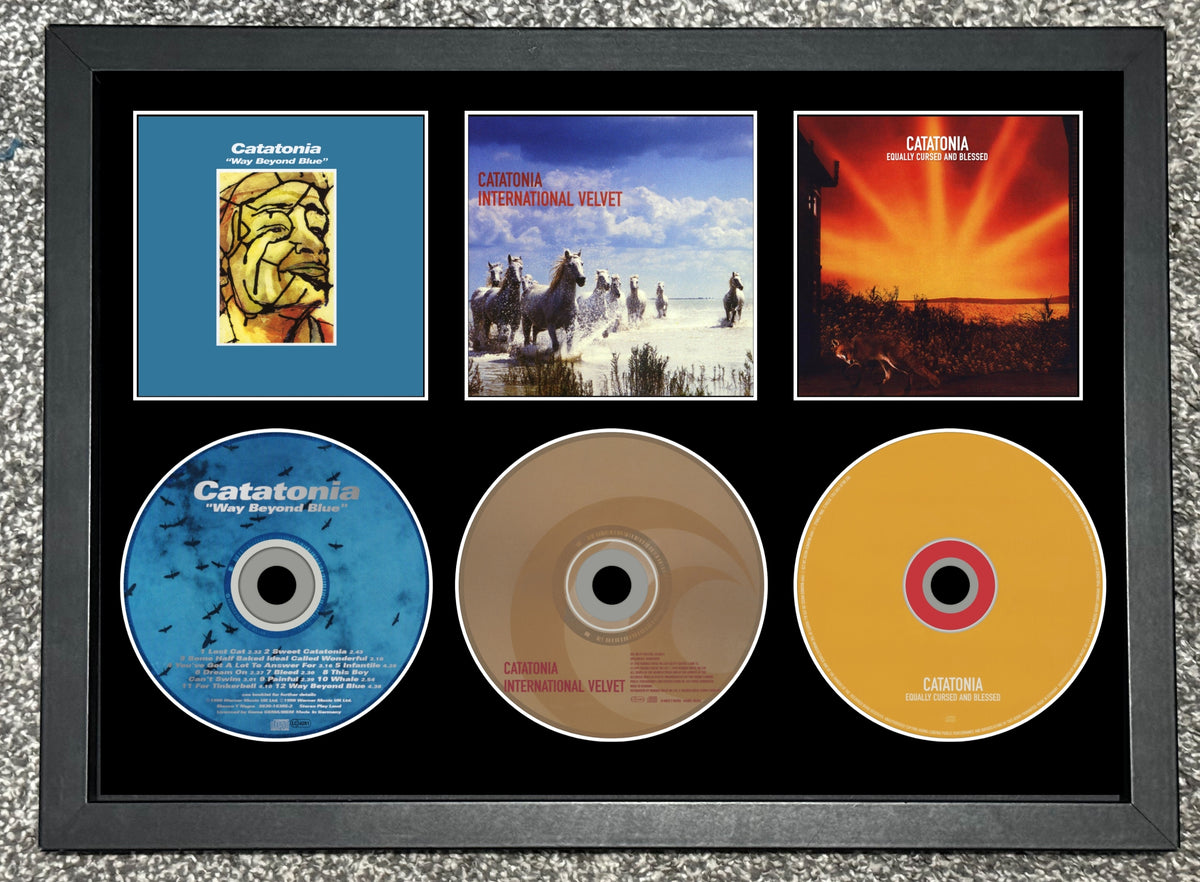 Catatonia | Way Beyond Blue | International Blue | Equally Cursed & Blessed | Retro Triple CD Wall Display | Frame Not Included |