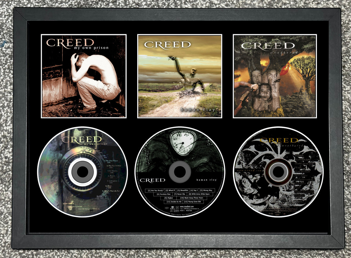 Creed | My Own Prison | Human Clay | Weathered | Retro Triple CD Wall Display | Frame Not Included |