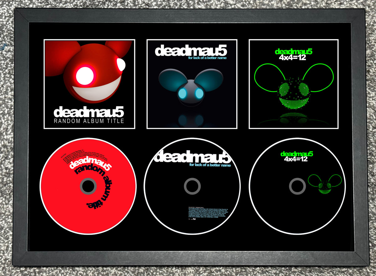 Deadmau5 | Random Album Title | For Lack Of A Better Name | 4x4=12 | Retro Triple CD Wall Display | Frame Not Included |