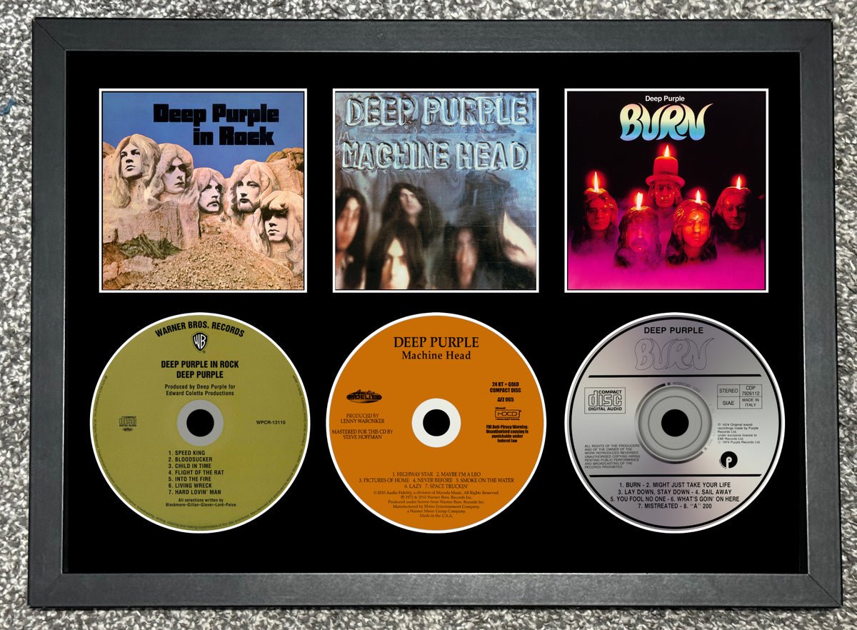 Deep Purple | Deep Purple in Rock | Machine Head | Burn | Retro Triple CD Wall Display | Frame Not Included |
