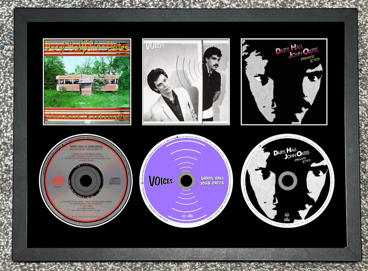 Hall & Oates | Abandoned Luncheonette | Voices | Private Eyes | Retro Triple CD Wall Display | Frame Not Included |