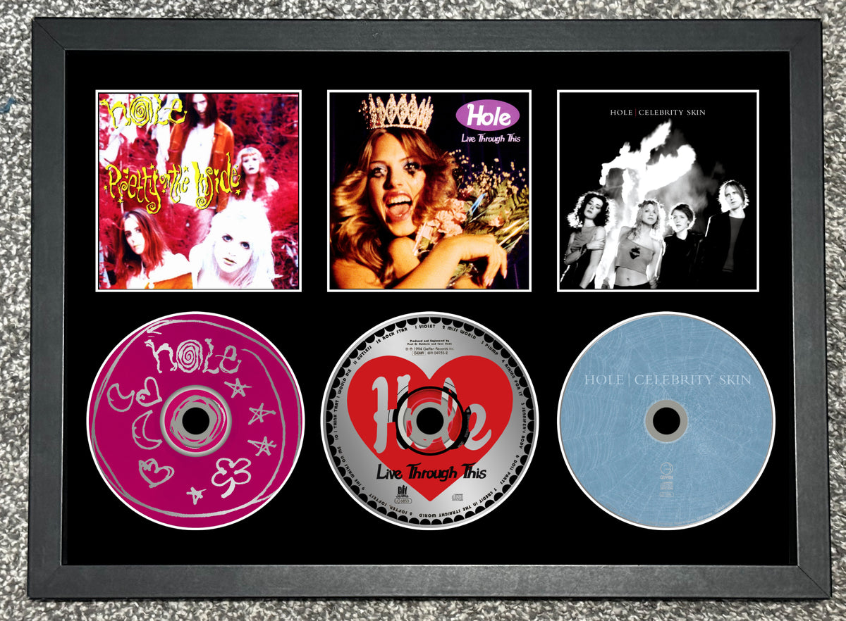 Hole | Pretty On The Inside | Live Through This | Celebrity Skin | Retro Triple CD Wall Display | Frame Not Included |