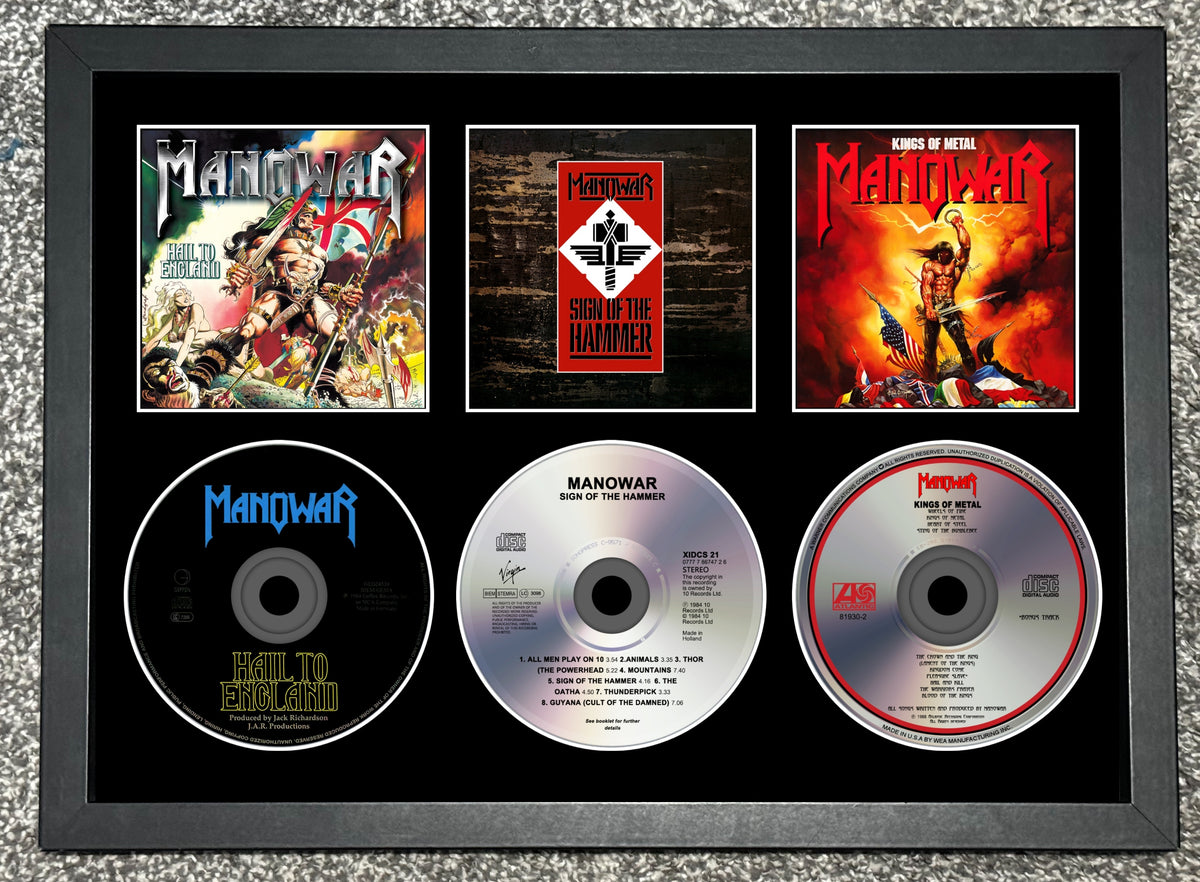 Manowar | Hail To England | Sign of the Hammer | King of Metal | Retro Triple CD Wall Display | Frame Not Included |