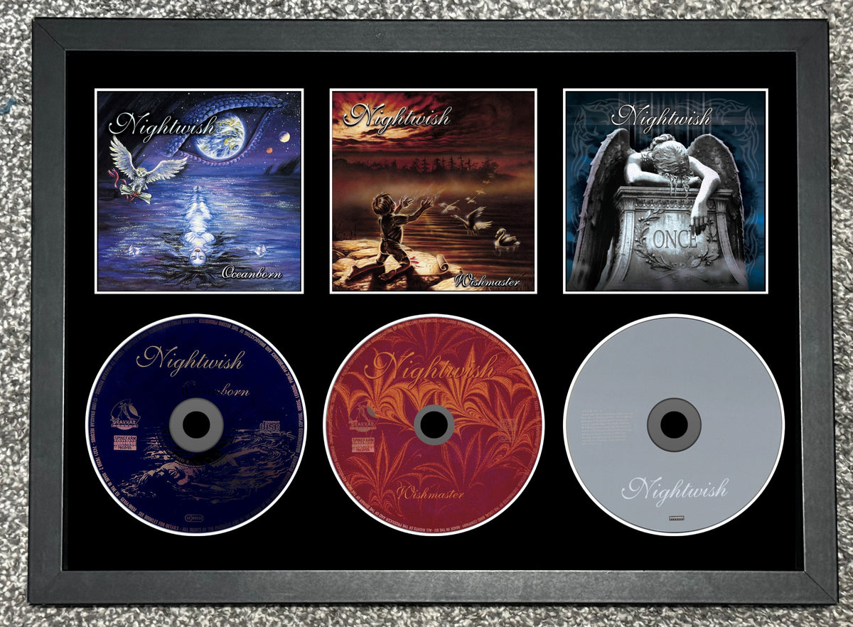 Nightwish | Oceanborn | Wishmaster | Once | Triple Retro Mounted CD Wall Display | Frame Not Included |
