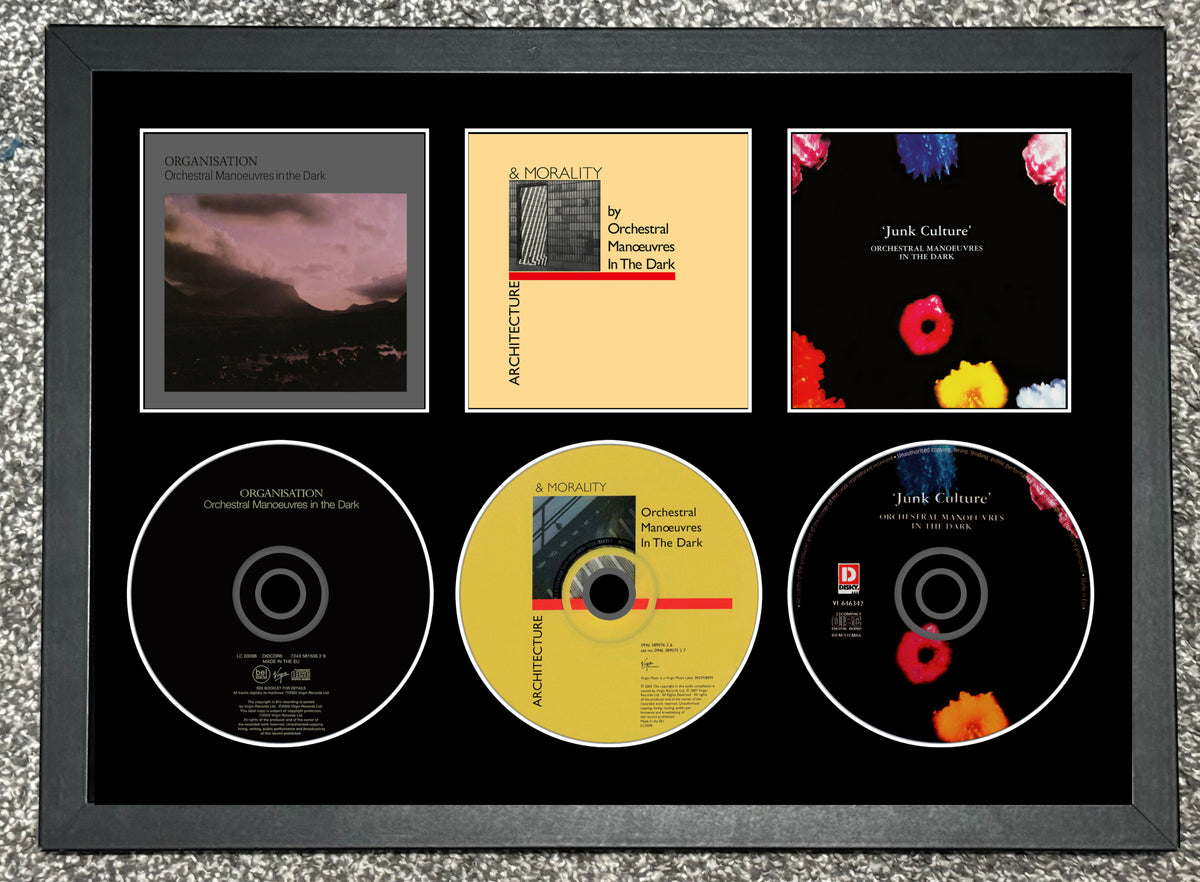 OMD | Organisation | Architecture & Morality | Junk Culture | Triple Retro Mounted CD Wall Display | Frame Not Included |