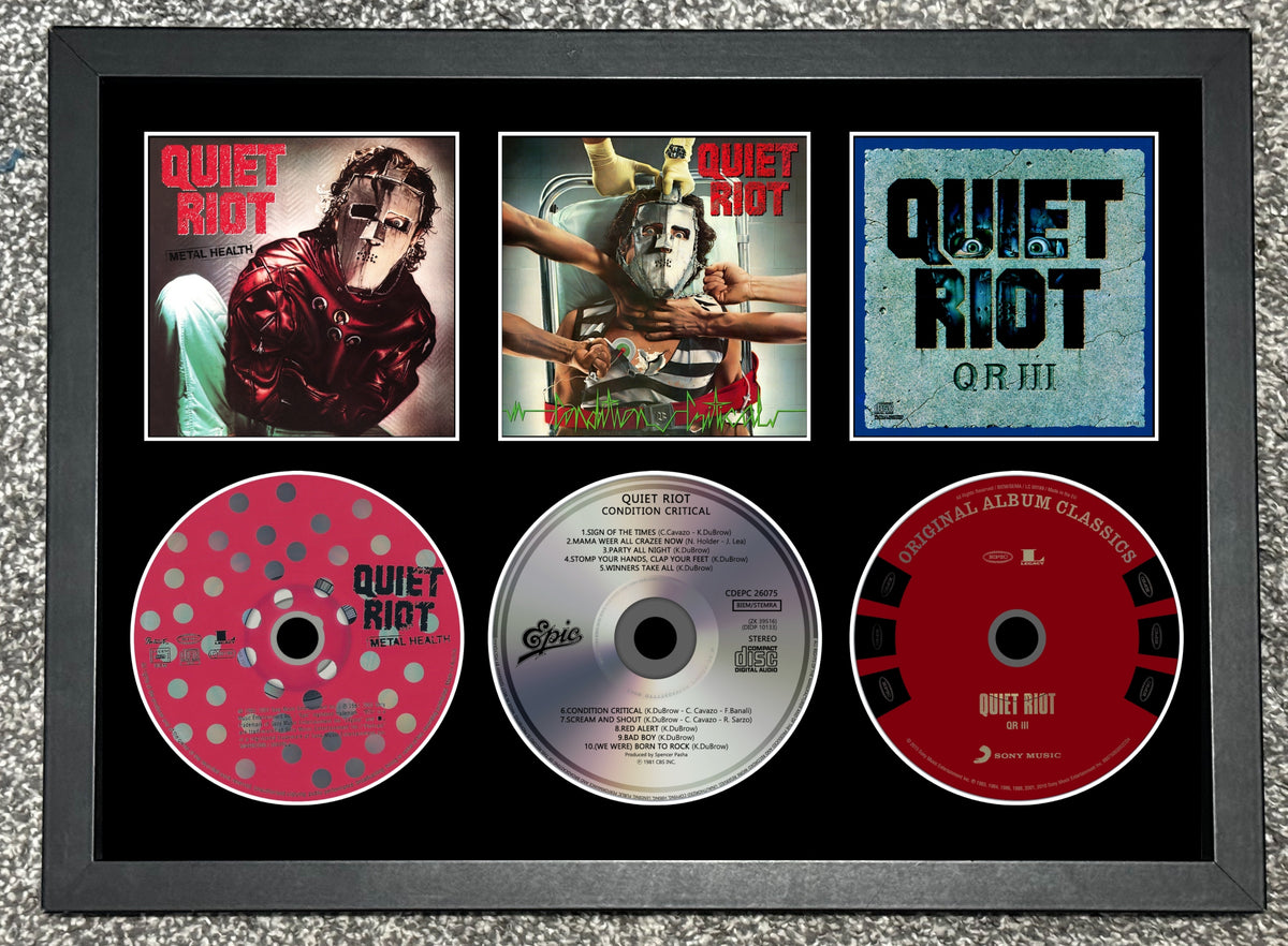 Quiet Riot | Metal Health | Condition Critical | QR III | Triple Retro Mounted CD Wall Display | Frame Not Included |