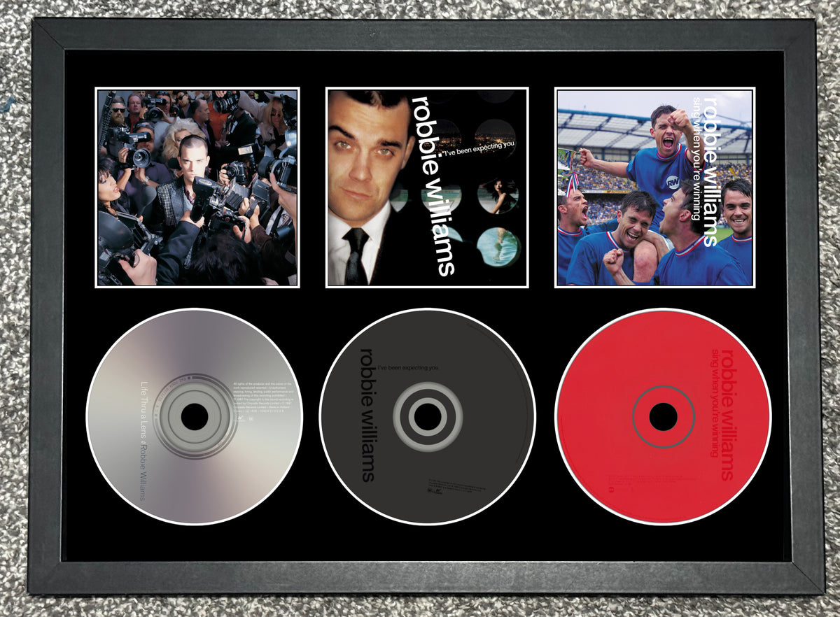 Robbie Williams | Life Thru A Lens | I've Been Expecting.. | Sing When Your.. | Triple Retro Mounted CD Wall Display | Frame Not Included |