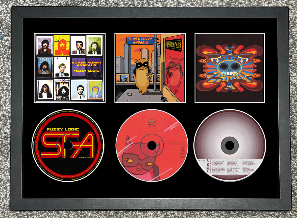 Super Furry Animals | Fuzzy Logic | Radiator | Rings Around The World | Triple Retro Mounted CD Wall Display | Frame Not Included |