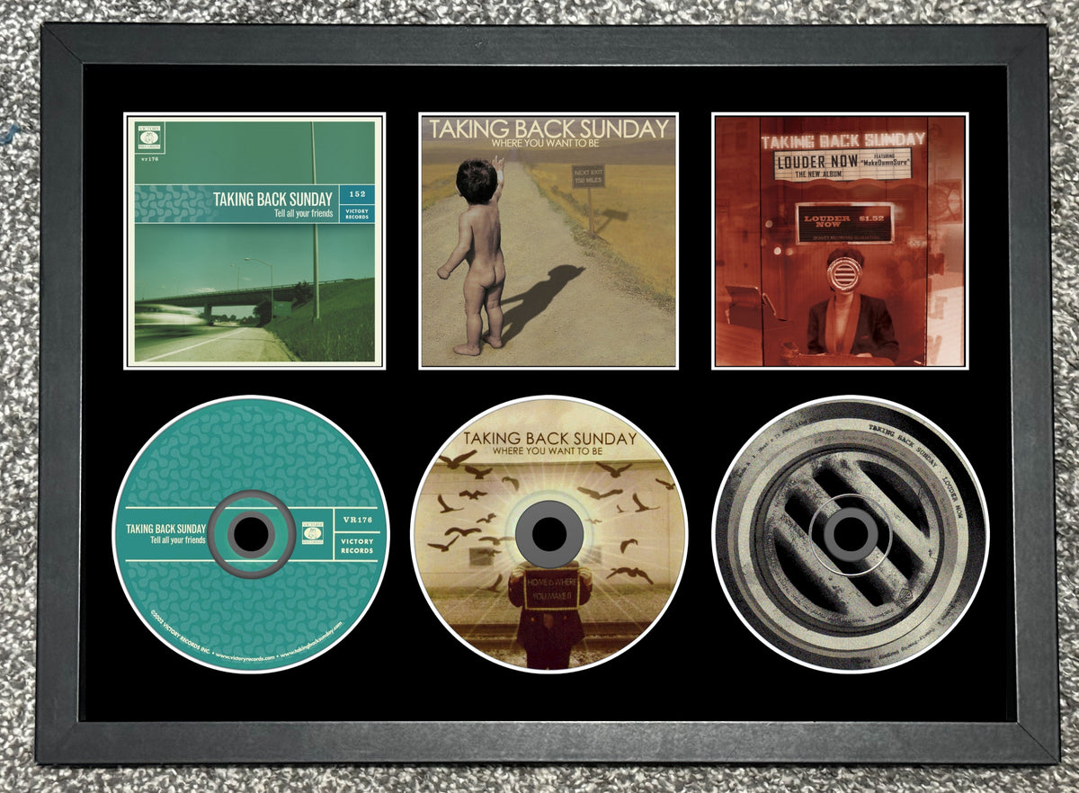 Taking Back Sunday | Tell All Your Friends | Where You Want To Be | Louder Now | Retro Triple CD Wall Display | Frame Not Included |