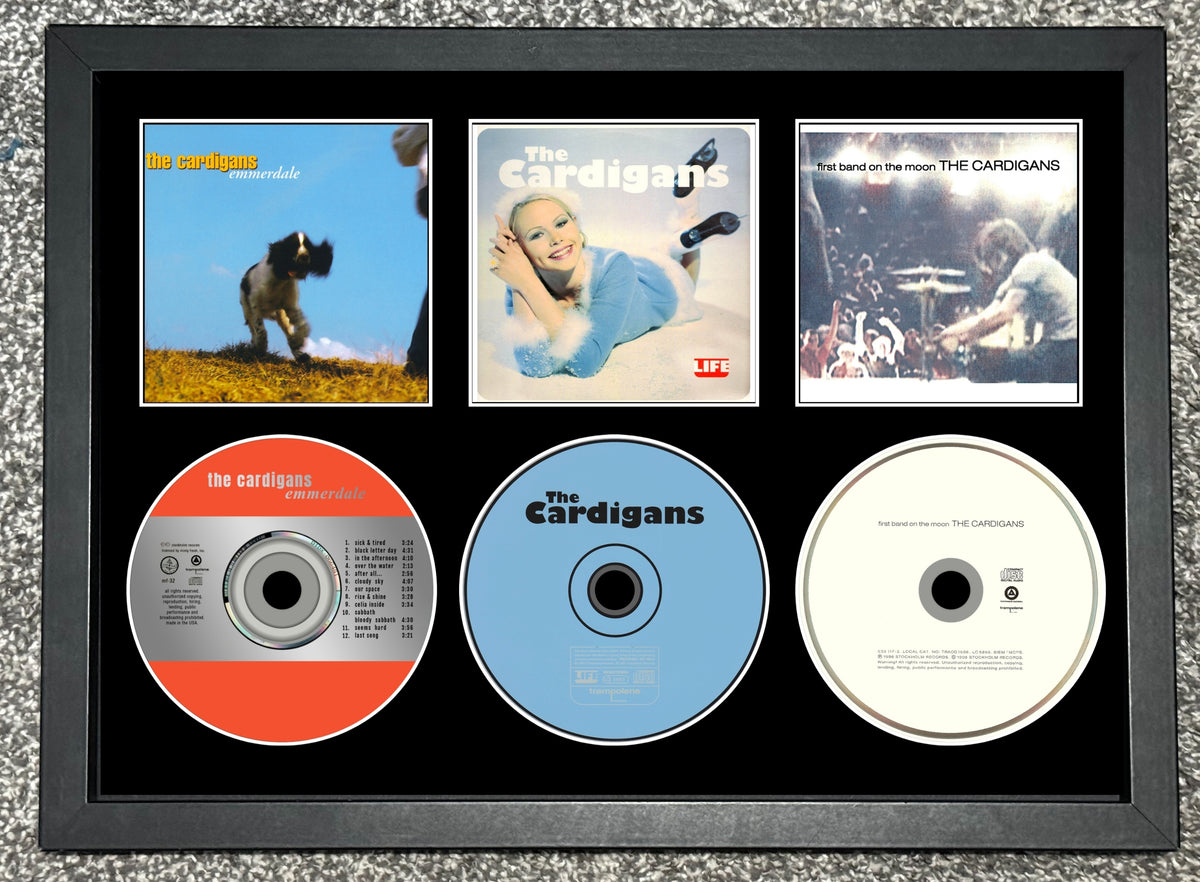 The Cardigans | Emmerdale | Life | First Band On The Moon | Retro Triple CD Wall Display | Frame Not Included |