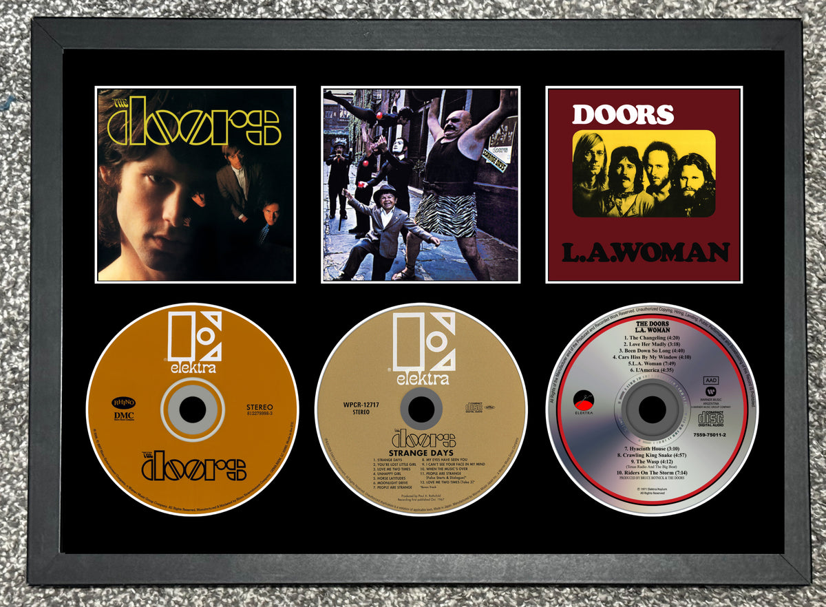 The Doors | The Doors | Strange Days | L.A. Woman | Triple Retro Mounted CD Wall Display | Frame Not Included |