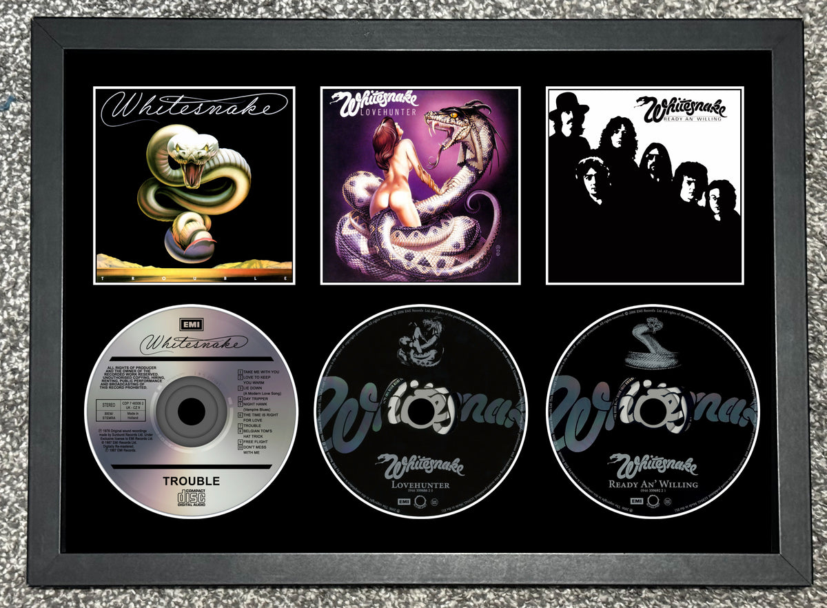 Whitesnake | Trouble | Lovehunter | Ready an' Willing | Retro Triple CD Wall Display | Frame Not Included |