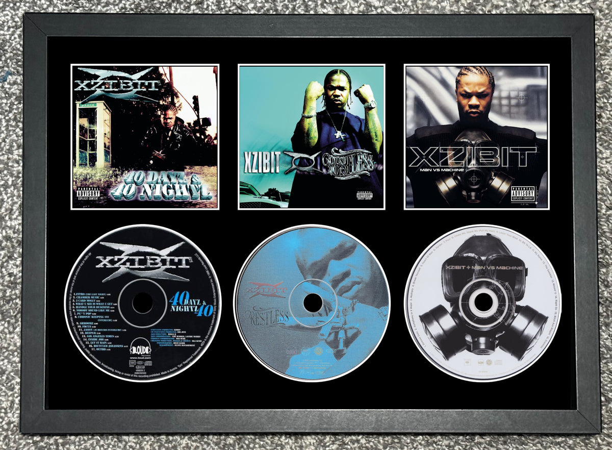 Xzibit | 40 Dayz & 40 Nightz | Restless | Man vs Machine | Triple Retro Mounted CD Wall Display | Frame Not Included |