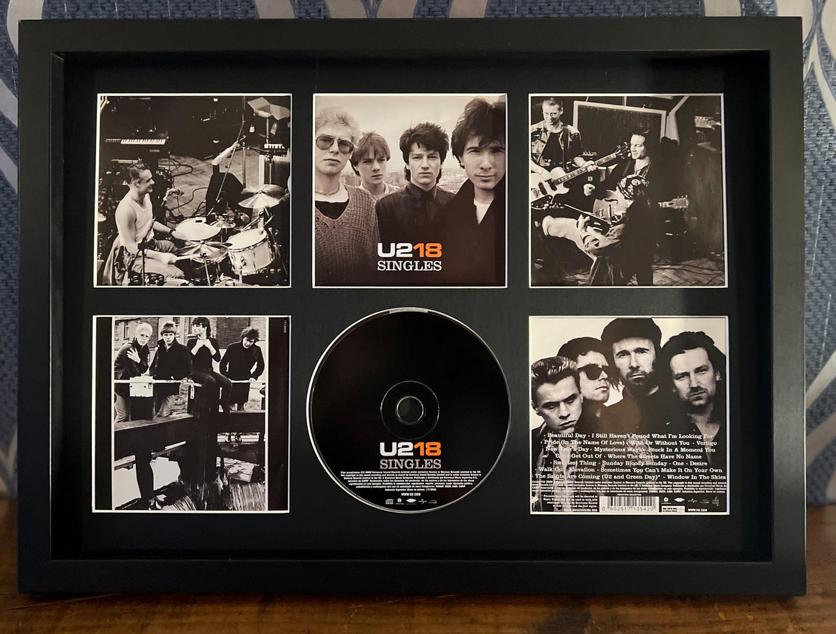 U2 | 18 Singles | Retro Mounted CD Wall Display | Frame Not Included |