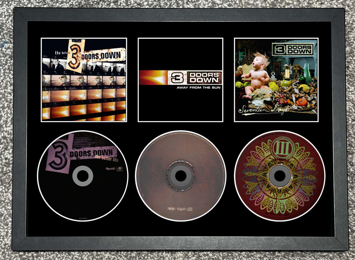 3 Doors Down | The Better Life | Away From The Sun | Seventeen Days | Retro Triple CD Wall Display | Frame Not Included |