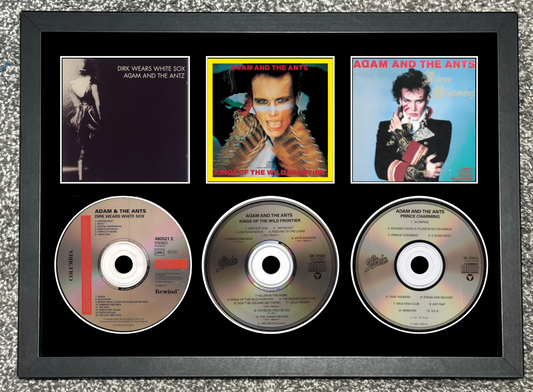 Adam & The Ants | Dirk Wears... | Kings Of The Wild Frontier | Prince Charming | Retro Triple CD Wall Display | Frame Not Included |