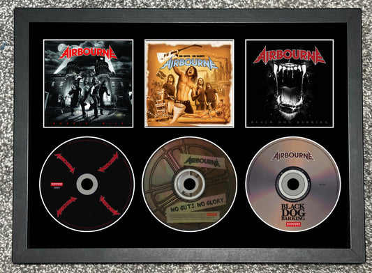 Airbourne | Runnin Wild | No Guts, No Glory | Black Dog Barking | Retro Triple CD Wall Display | Frame Not Included |