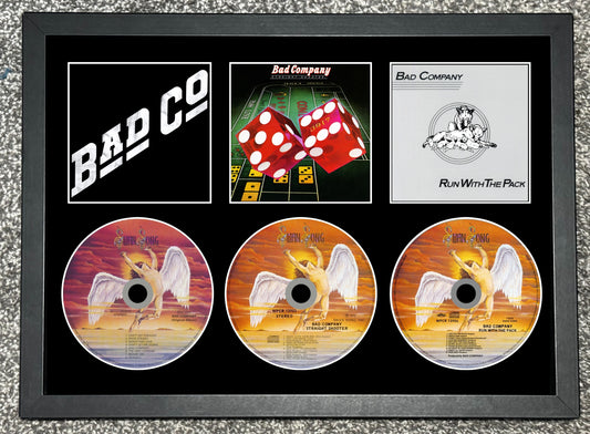 Bad Company | Bad Company | Straight Shooter | Run With The Pack | Retro Triple CD Wall Display | Frame Not Included |