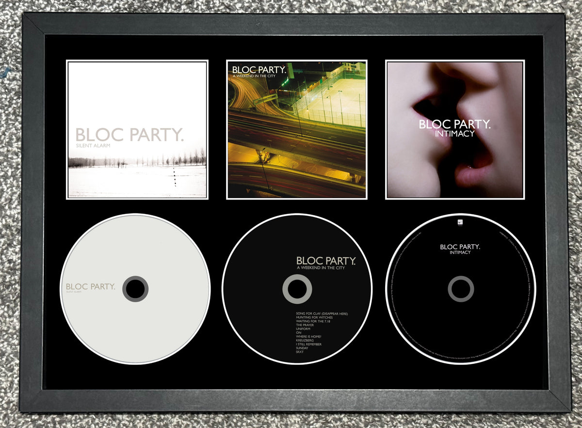 Bloc Party | Silent Alarm | A Weekend In The City | Intimacy | Triple Retro Mounted CD Wall Display | Frame Not Included |