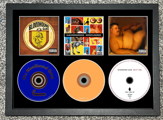 Bloodhound Gang | One Fierce Beer Coaster | Hooray For Boobies | Hefty Fine | Retro Triple CD Wall Display | Frame Not Included |