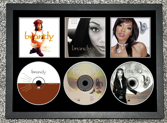 Brandy | Brandy | Never Say Never | Full Moon | Triple Retro Mounted CD Wall Display | Frame Not Included |