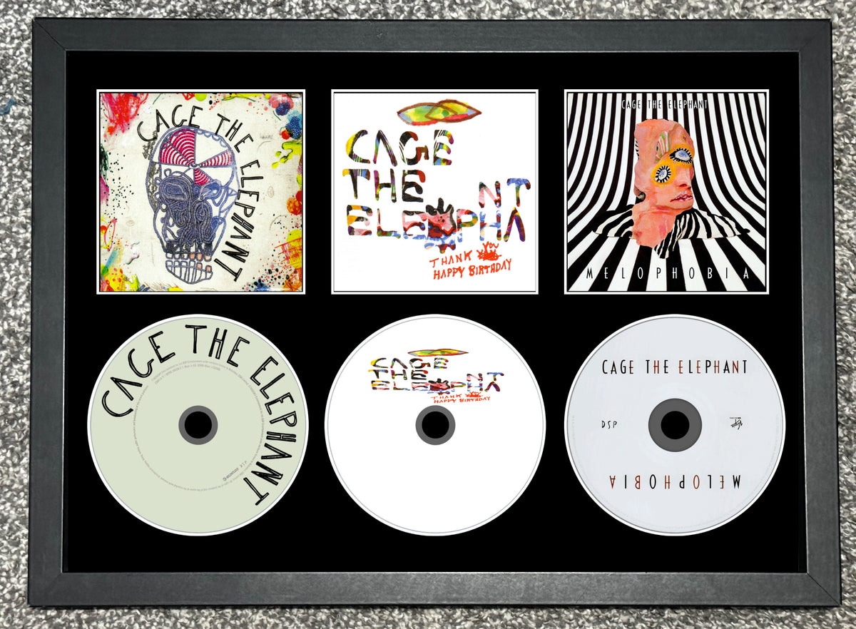 Cage The Elephant | Cage The Elephant | Thank You, Happy Birthday | Melophobia | Retro Triple CD Wall Display | Frame Not Included |