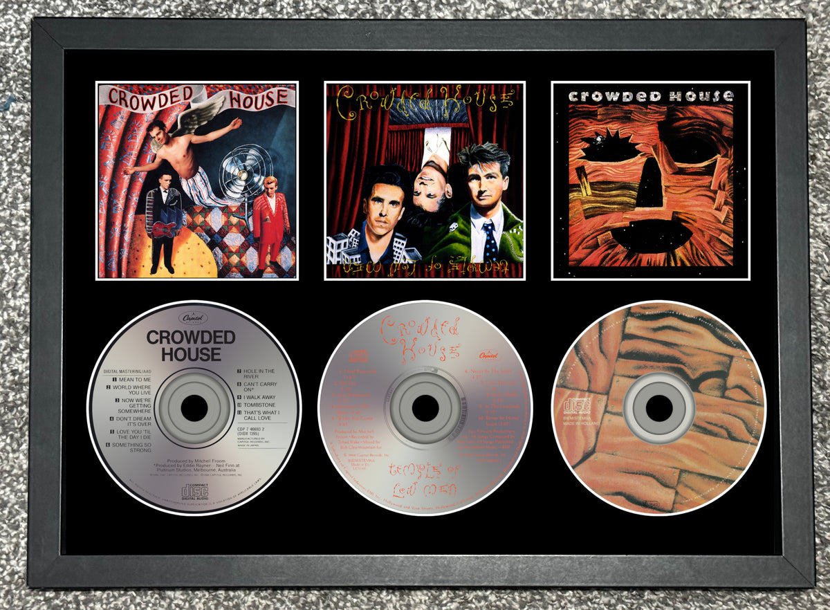 Crowded House l Crowded House | Temple Of Low Men | Woodface | Retro Triple CD Wall Display | Frame Not Included |