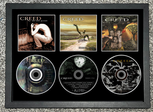 Creed | My Own Prison | Human Clay | Weathered | Retro Triple CD Wall Display | Frame Not Included |