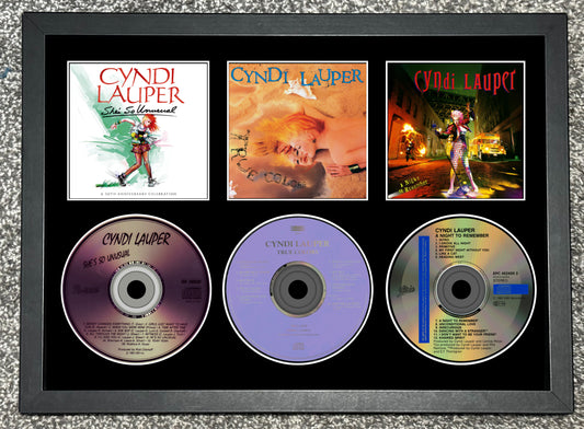 Cyndi Lauper | She's So Unusual | True Colors | A Night To Remember | Retro Triple CD Wall Display | Frame Not Included |
