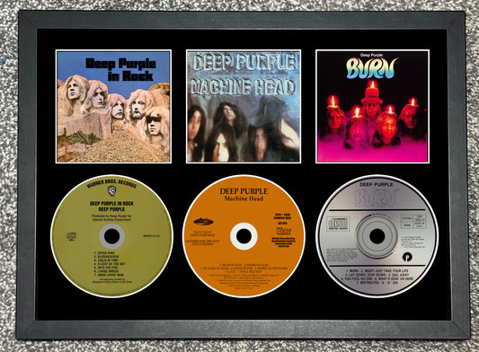 Deep Purple | Deep Purple in Rock | Machine Head | Burn | Retro Triple CD Wall Display | Frame Not Included |