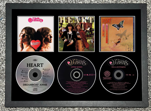 Heart | Dreamboat Annie | Little Queen | Dog & Butterfly | Retro Triple CD Wall Display | Frame Not Included |