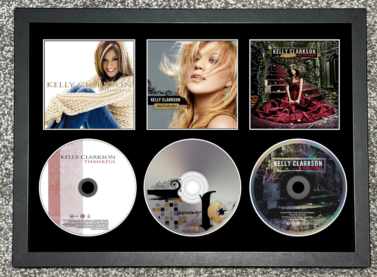 Kelly Clarkson | Thankful | Breakaway | My December | Triple Retro Mounted CD Wall Display | Frame Not Included |