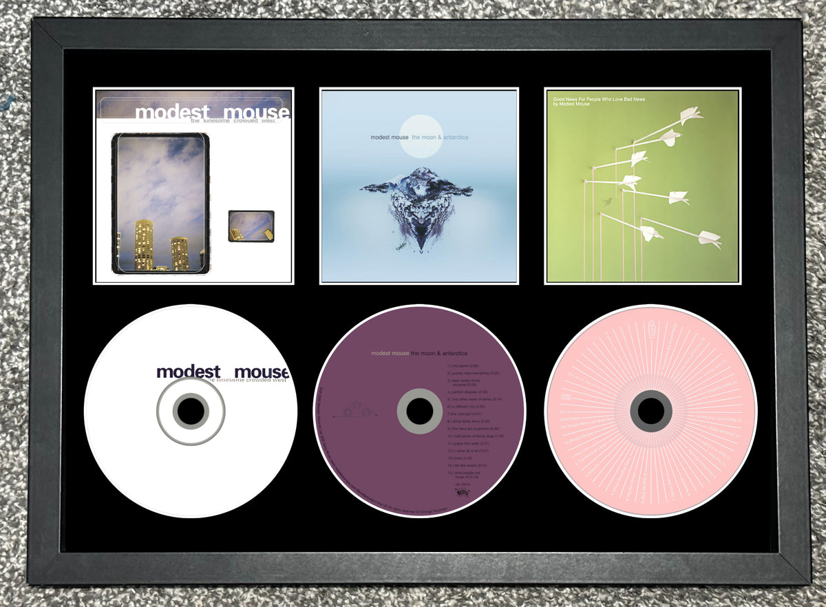 Modest Mouse | The Lonesome Crowded.. | The Moon &... |Good News For People Who Love.. | Retro Triple CD Wall Display | Frame Not Included |