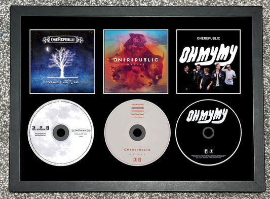 One Republic | Dreaming Out Loud | Native | Oh My My | Triple Retro Mounted CD Wall Display | Frame Not Included |