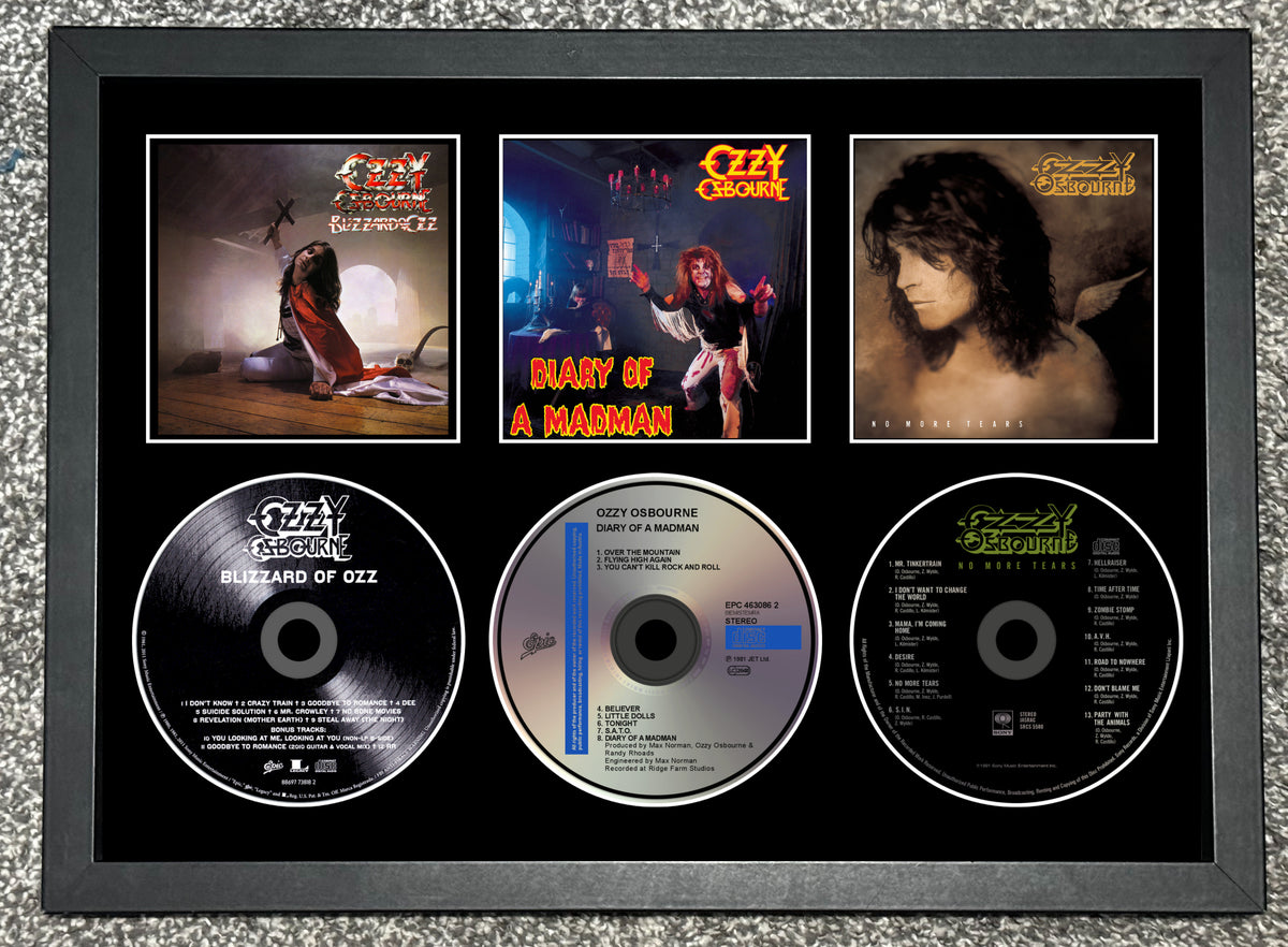 Ozzy Osbourne | Blizzard Of Oz | Diary Of A Madman | No More Tears | Retro Triple CD Wall Display | Frame Not Included |