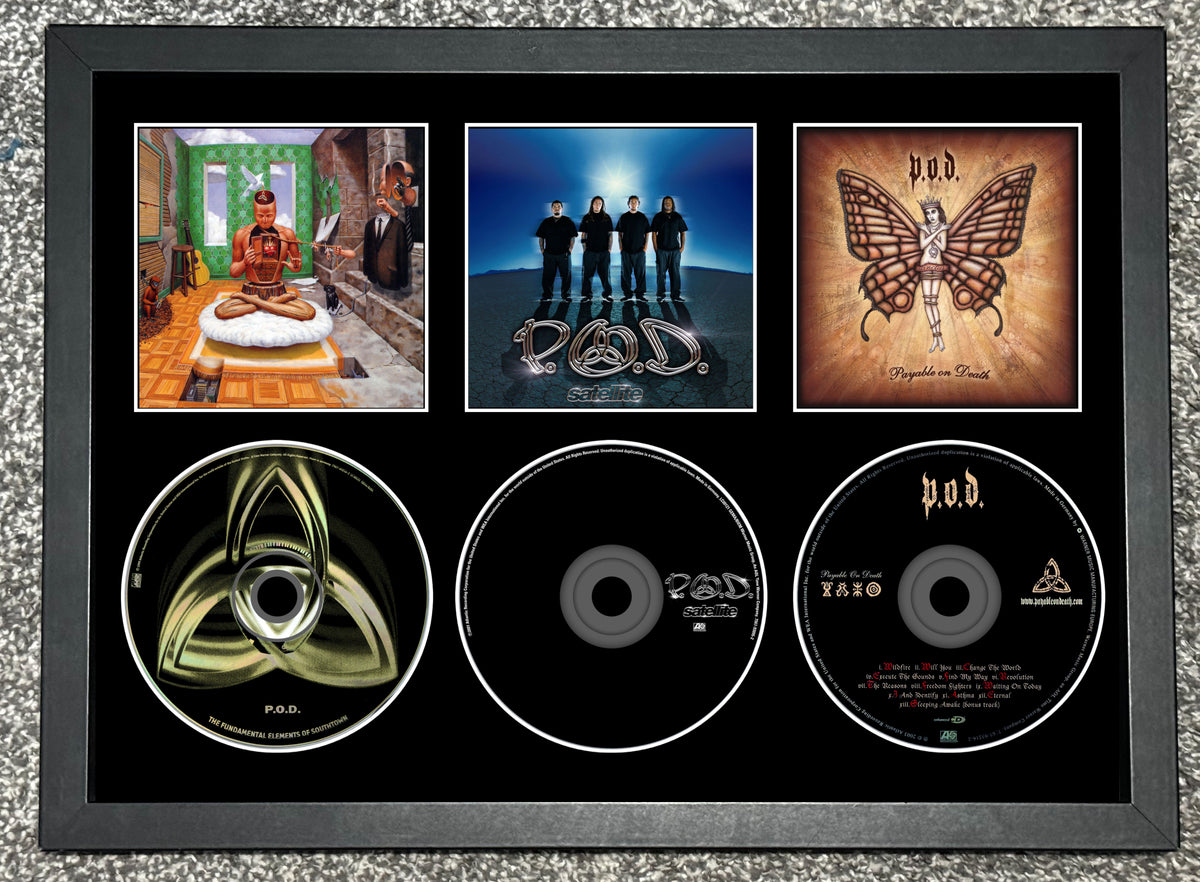 P.O.D | The Fundamental Elements Of..| Satellite | Payable On Death | Retro Triple CD Wall Display | Frame Not Included |