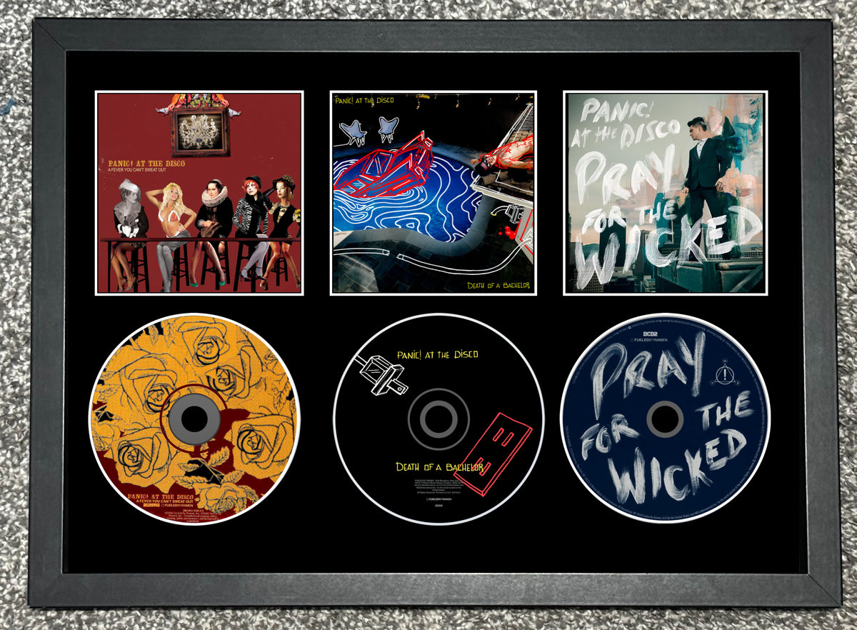 Panic At The Disco | After You Can't Swea.. | Death of A Bach...| Pray For The | Triple Retro Mounted CD Wall Display | Frame Not Included |