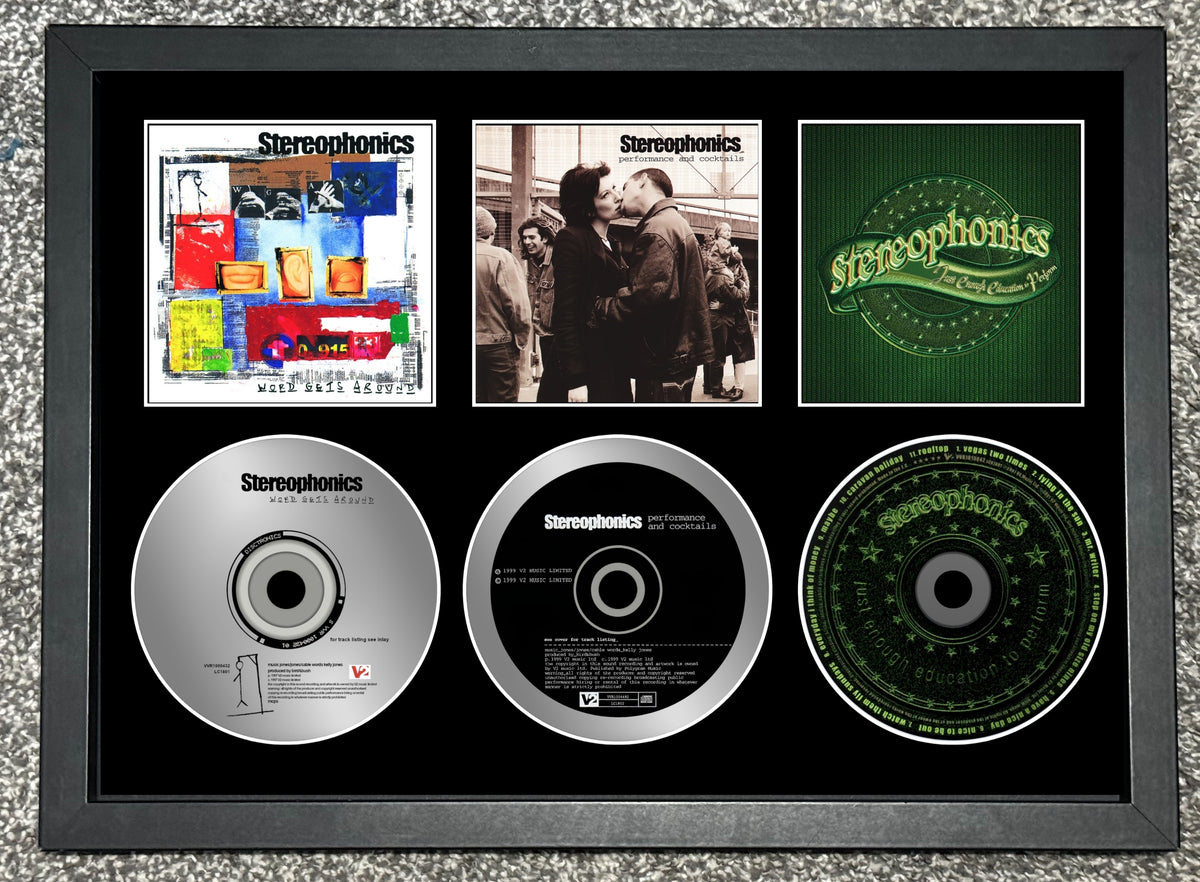 Stereophonics | Word Gets Around | Performance & Cocktails | Just Enough Education.... | Retro Triple CD Wall Display | Frame Not Included |