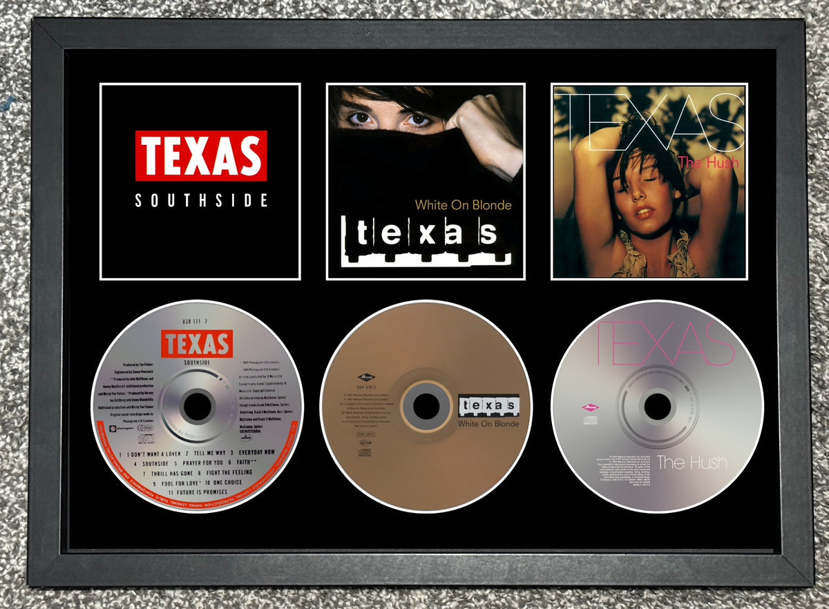 Texas | Southside | White On Blonde | The Hush | Retro Triple CD Wall Display | Frame Not Included |