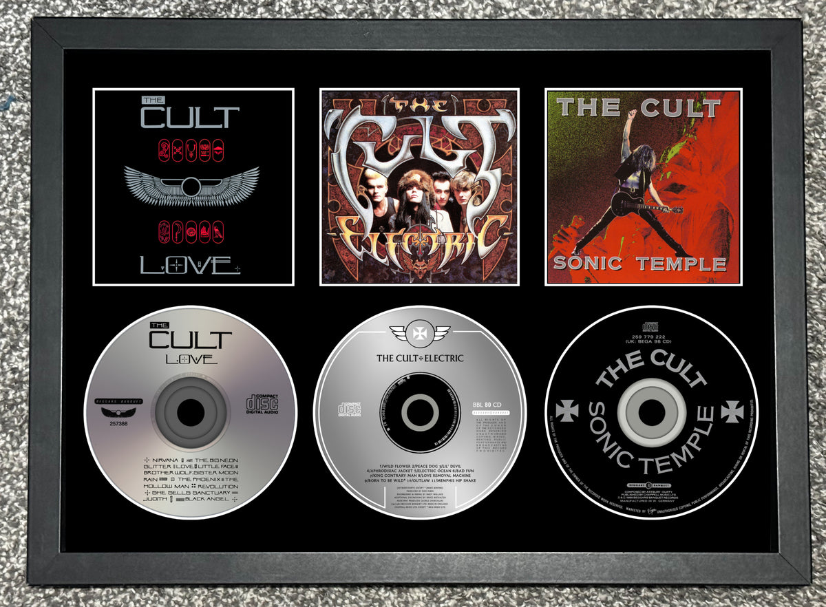 The Cult | Love | Electric | Sonic Temple | Retro Triple Mounted CD Wall Display | Frame Not Included |