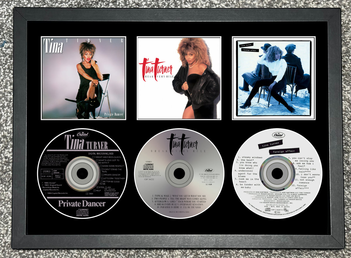 Tina Turner | Private Dancer | Break Every Rule | Foreign Affair | Retro Triple CD Wall Display | Frame Not Included |